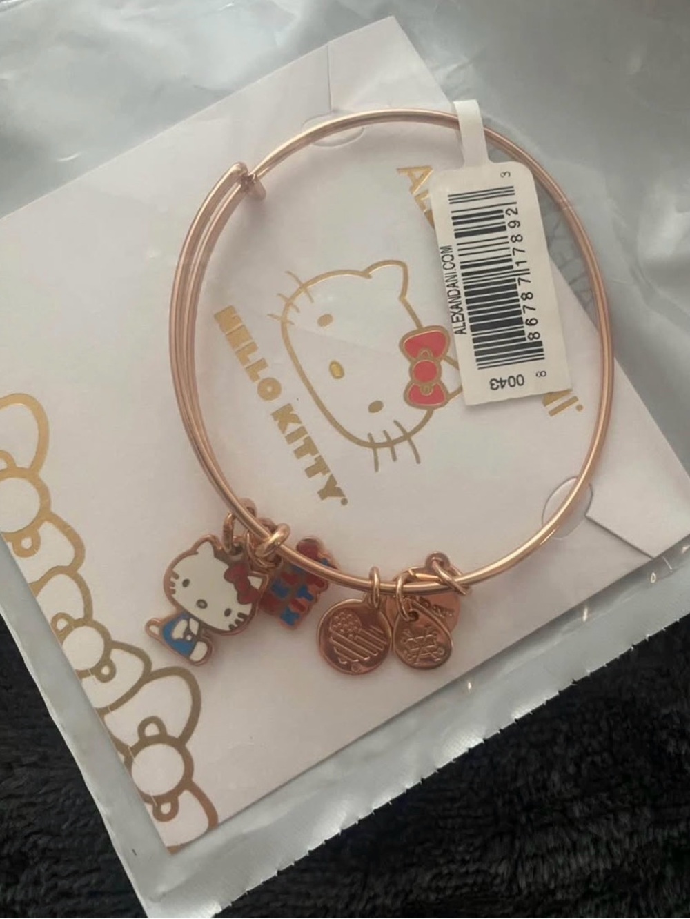 Alex and Ani Rose Gold Hello Kitty Charm Bangle Bracelet
